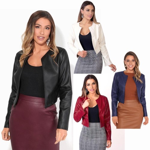 Womens ladies leather biker - womens, pu