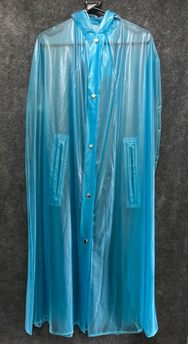 Transparent turquoise pvc cape - turquoise,